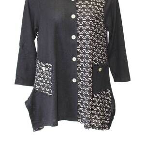 NEW ARIS A. women's mandarin knit jacket - plus in black & white